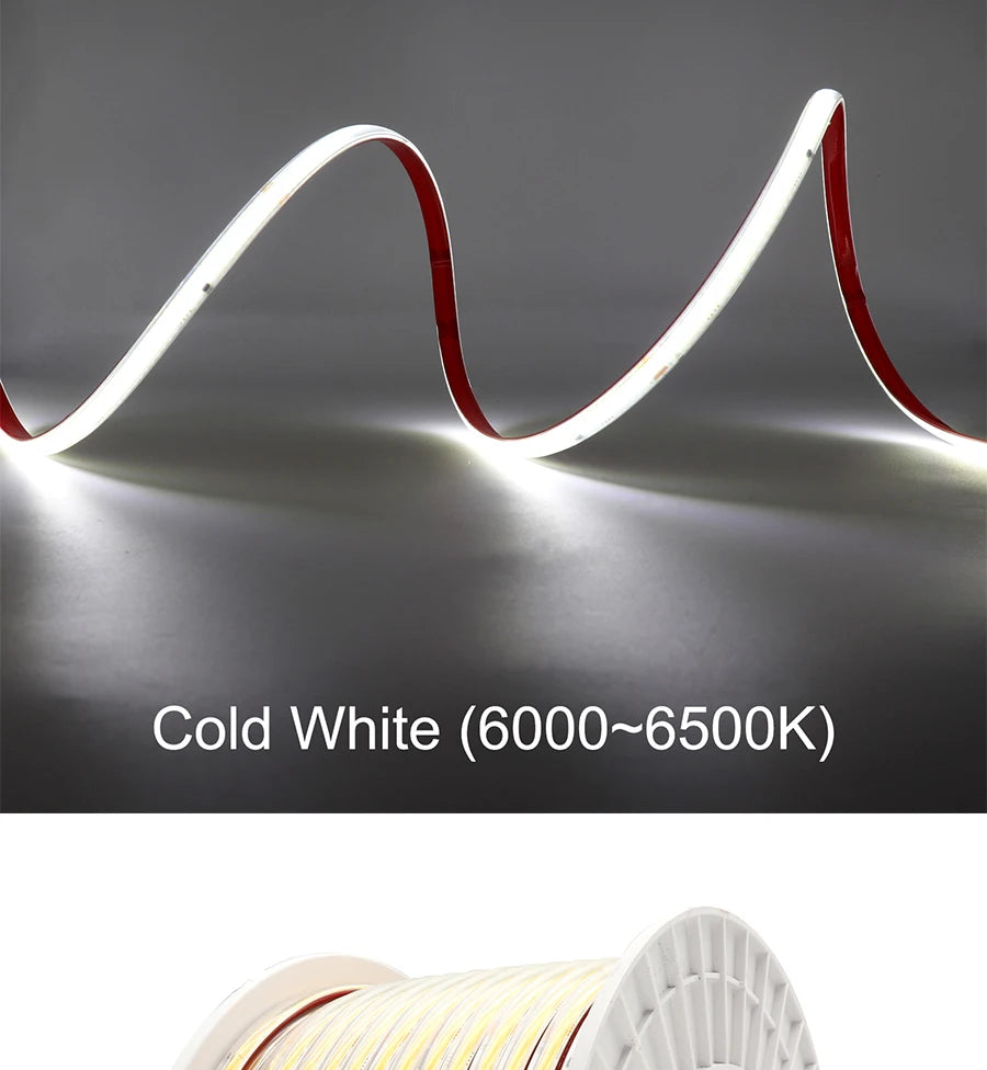 1-50M 220V COB LED Strip Light High Bright Flexible Ribbon Light Tape IP68 Waterproof Outdoor Garden LED Strip 3000K 4000K 6000K