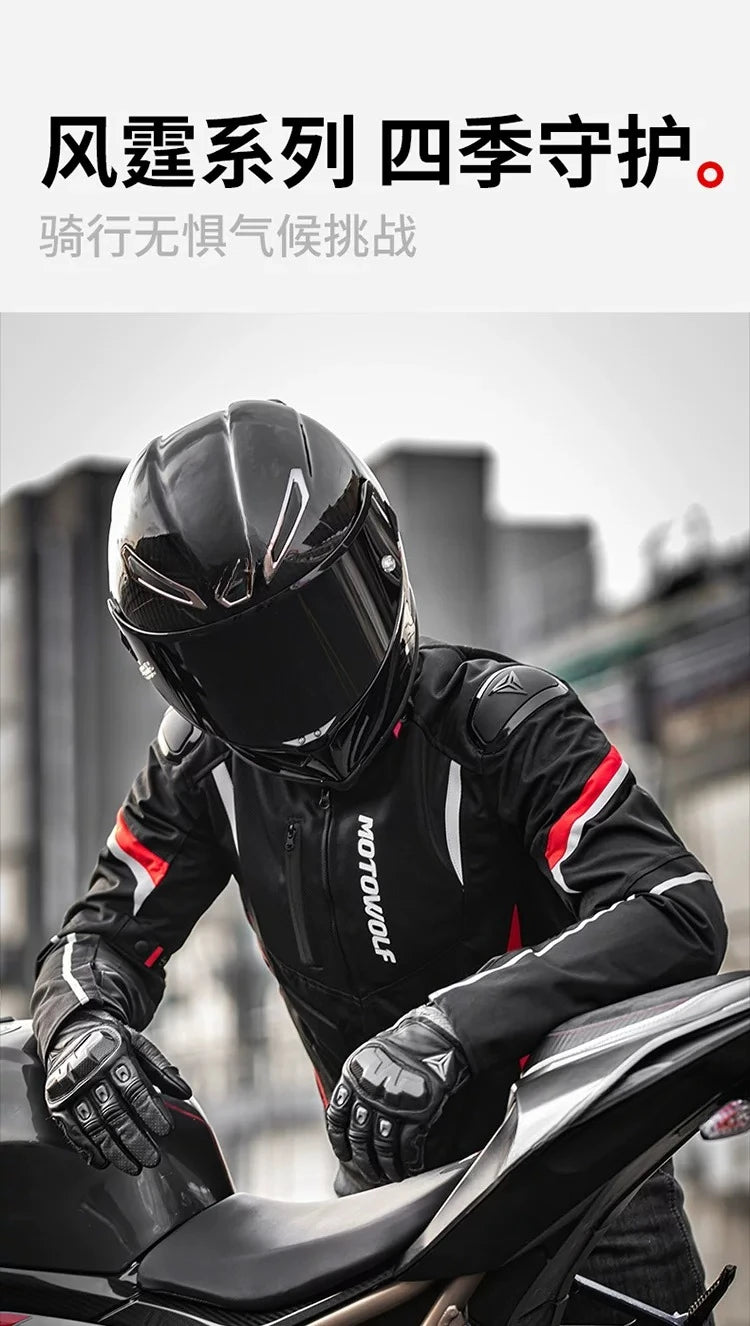 MOTOWOLF Men Motorcycle Riding Jacket Removable Waterproof Thermal Liner Windproof Anti‑Fall Motorbike Touring Racing Coat