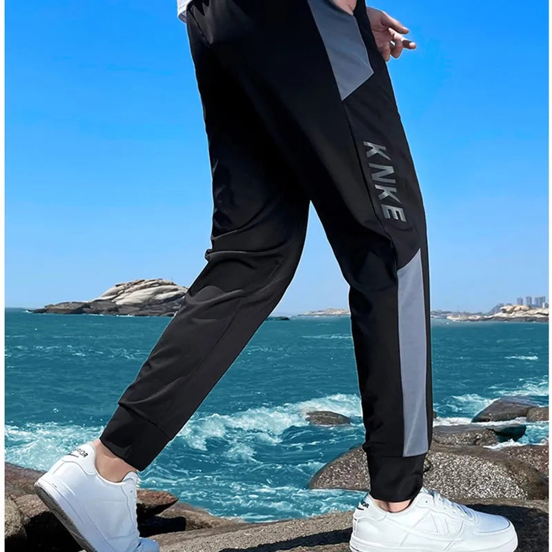 Thin Tall Men Ice Silk Pants Slim Fit Summer Jogger Male Extra Long Length 120cm 190 195 200 Cm 120 2m 200cm 205cm Sport Trouser