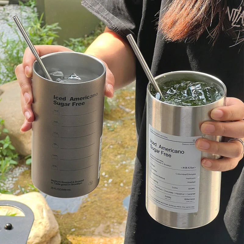 1PC High Capacity American Stainless Steel Tumbler Double Wall Insulated Coffee Cup Creative Straw Water Mug Household Goods