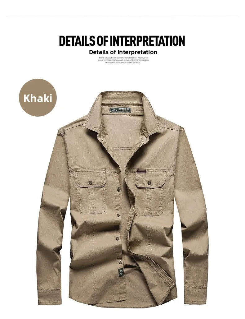 Men's Long Sleeve Outdoor Workwear Shirt Breathable Comfortable Cotton Sweat Absorbent Casual Business Style Loose Fit Spring...