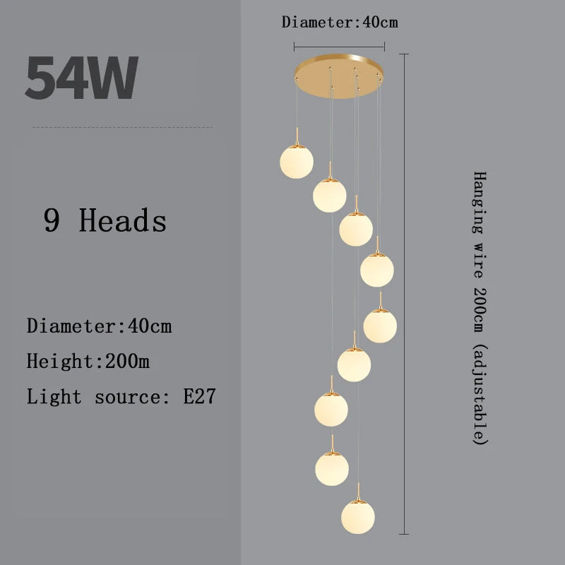 Stairs 2026 Modern Nordic LED Glass Chandelier Loft Duplex Living Room Lamp Hotel Lobby Long Chandelier Home Decorative Lighting