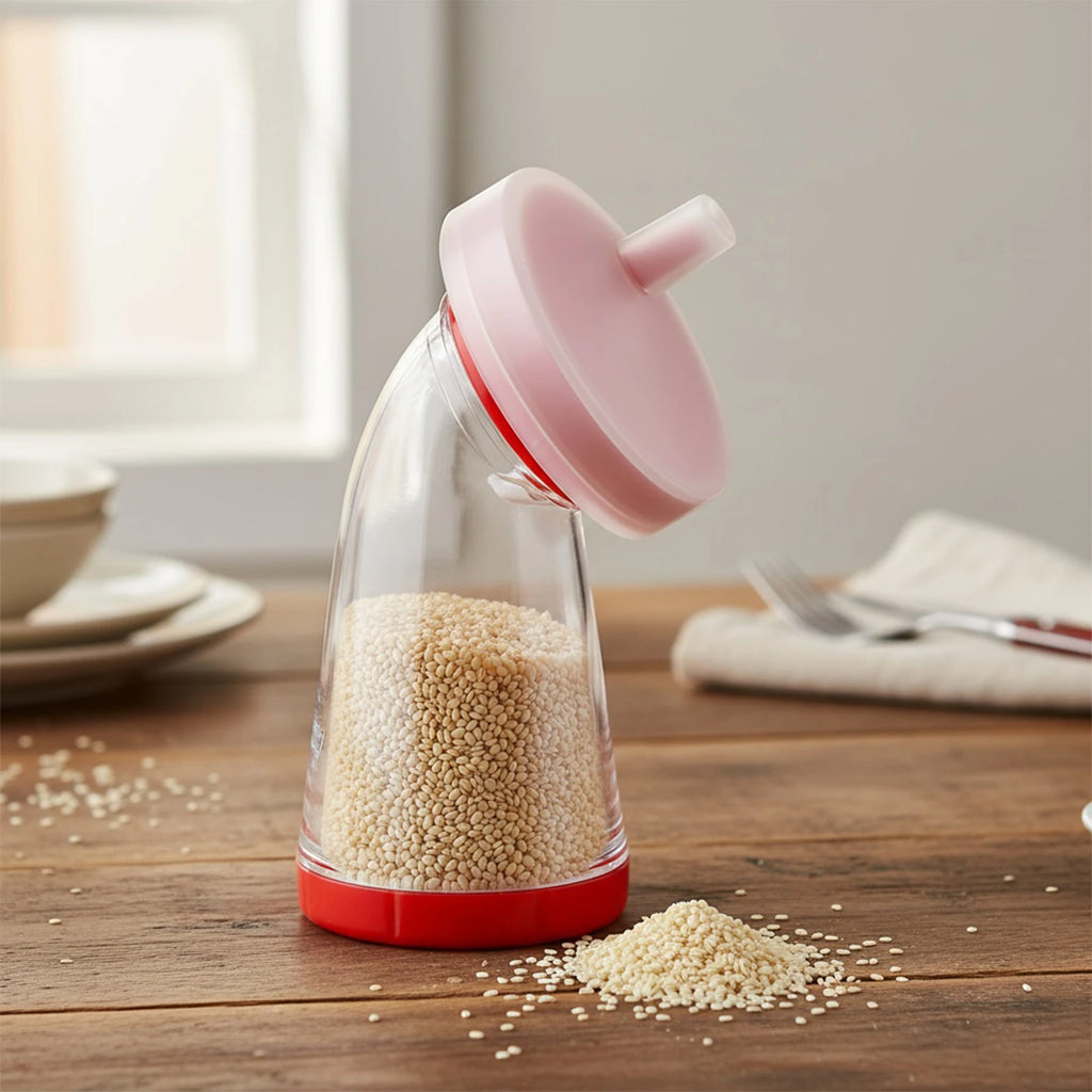 Plastic Container Sesame Seed Grinder Manual Sesame Mill Flaxseed Grinder for Rice Salads Noodles Home Kitchen Gadgets