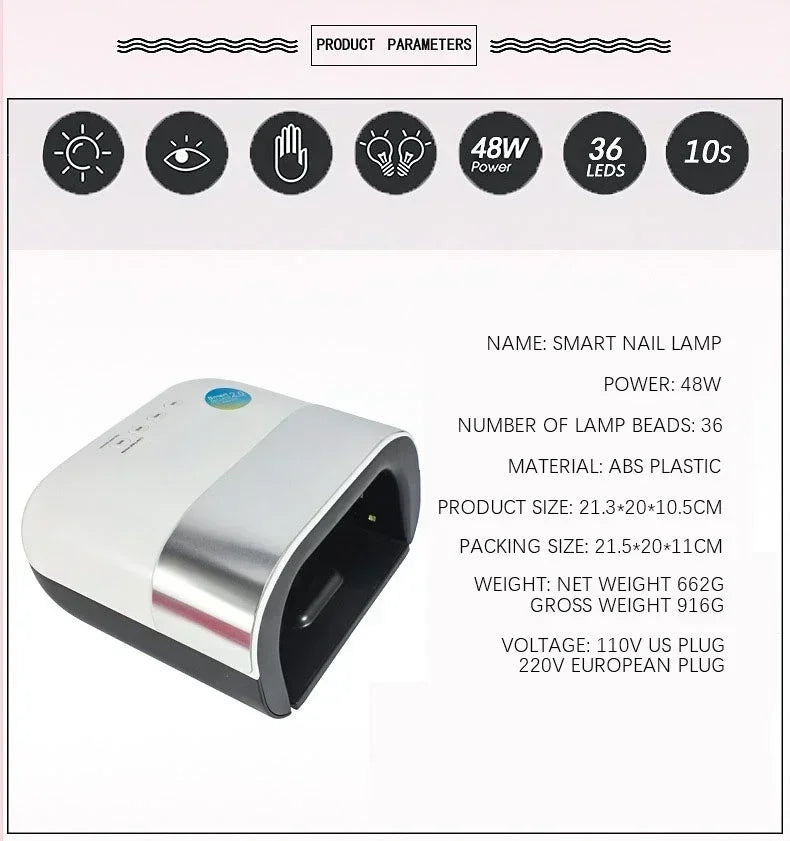 UV LED Cordless Manicure Lamp, UV Lamp for Gel Nail 4 Smart Toe and Nail Timer and Sensor Manicures with Settings