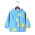 Spring Autumn Girls Cute Cartoon Unicorn Print Windbreaker Outerwear Kids Hooded Zipper Waterproof Jacket Children's Casual Coat