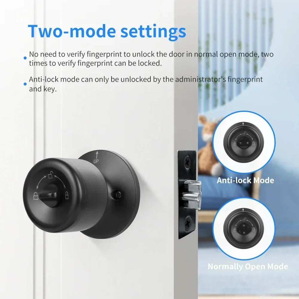 YFK Tuya Smart Door Lock Fingerprint Unlocking Electronic Lock Built-in Battery Dual-Mode Settings For Home Apartment or Gateway