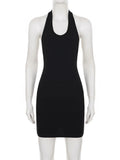 Woman Clothing Sleeveless Backless Solid Black Party Club Dress 2026 Fashion Sexy Hollow Out Package Hip Mini Vacation Dresses