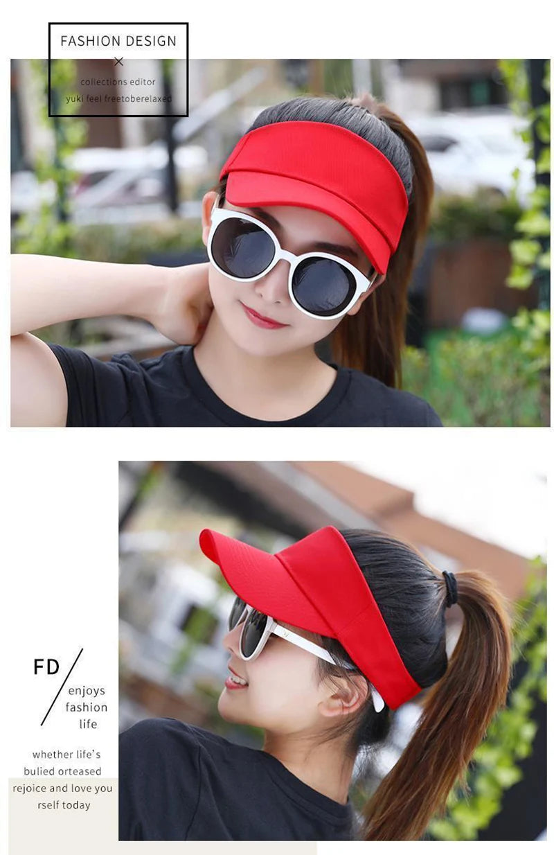 Sun Hat Women Baseball Cap Summer White Sun-Proof Caps Empty Top Visors Seaside Outdoor Sport Tennis Golf Hat