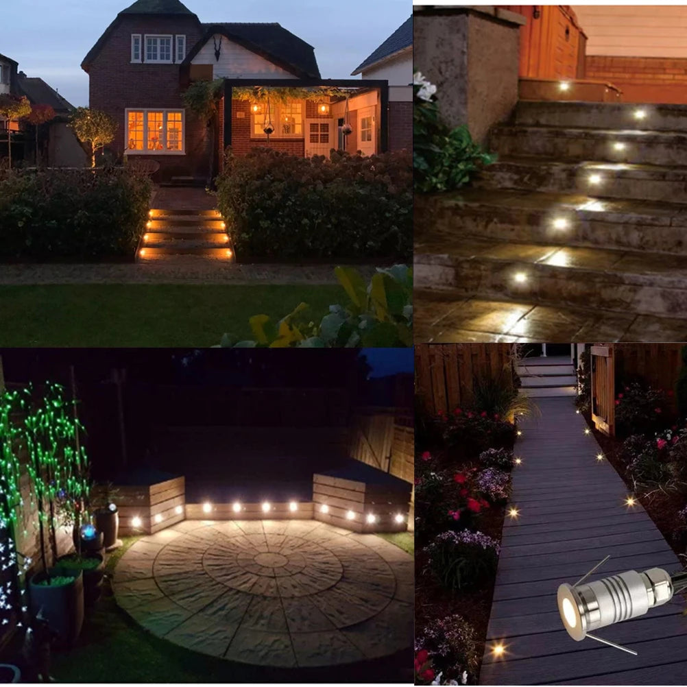 LED Deck Light Outdoor IP67 Waterproof 12V Recessed Garden Underground Lamp Path Spotlight Stairs Lights with Driver AC110-220V