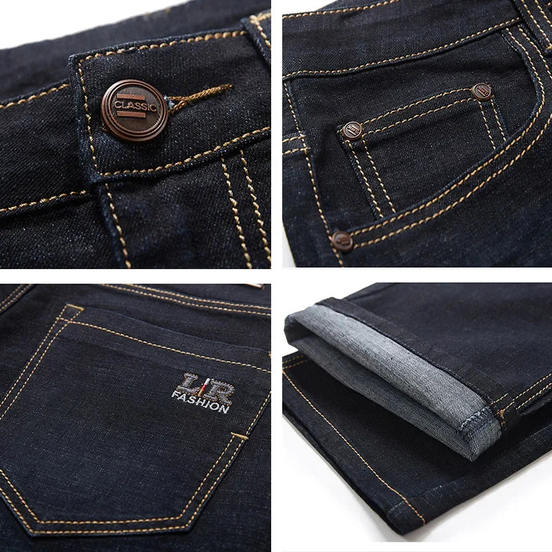 Extra Large Size 56 Men's Jeans High Waist Straight Denim Pants Male Stretch Classic Autumn Winter Super Plus Big 50 52 54 10XL