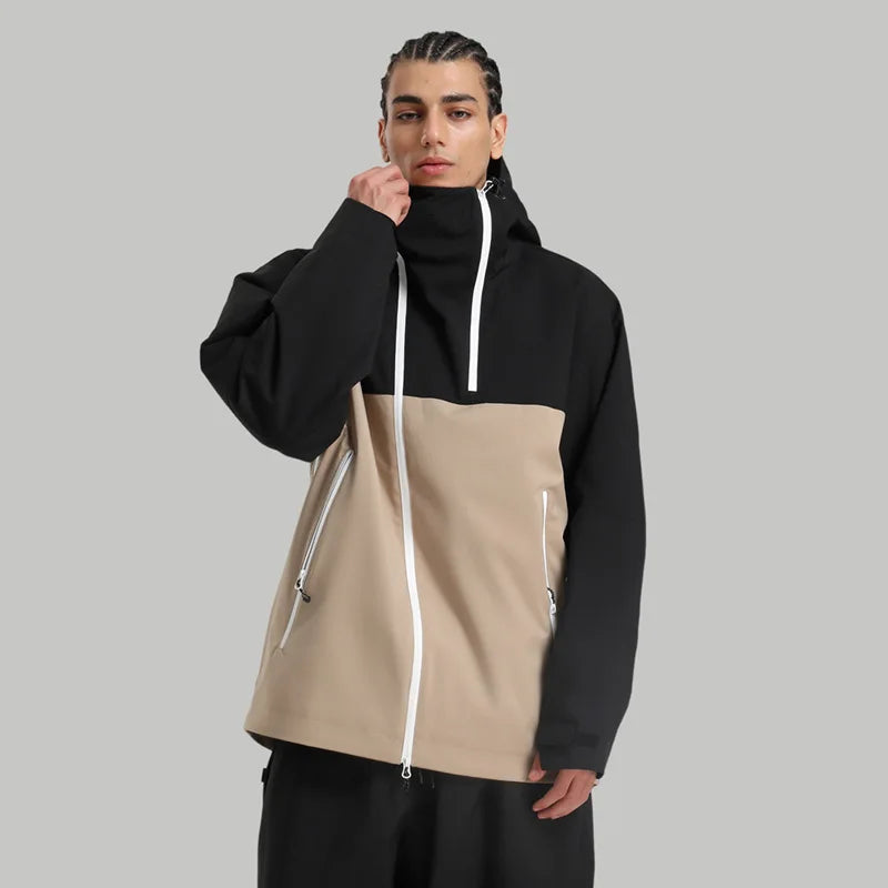 Gsou Snow Unisex Color-Block Ski Jacket Waterproof Snowboard Coat Breathable Loose Fit Women Men Professional Ski Wear