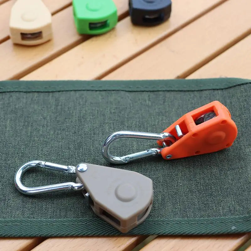 Secure Tent Rope Hanger with Ratchet Tie-Down System; Heavy-Duty Camping Gear with Reinforced Metal Gears and Adjustable Strap