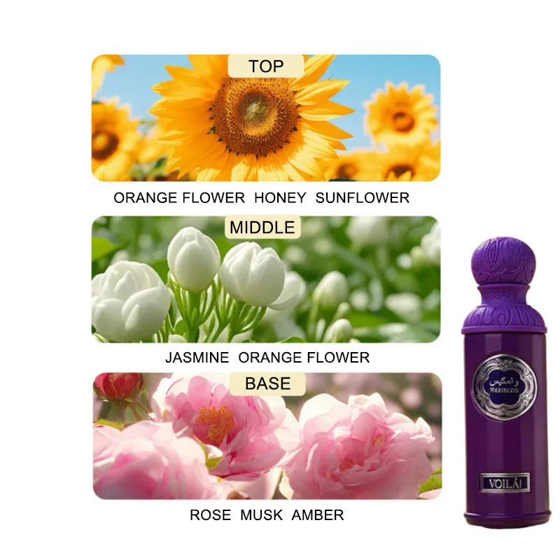 Luxury Arab Long Lasting Perfume Spray,Women Oriental Woody Floral Fruity Scent,Musk/Jasmine Fragrance,Men Date Eau De Toilette