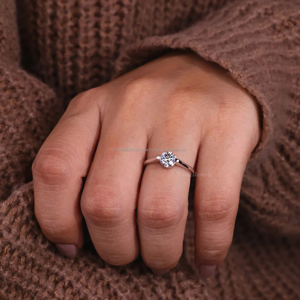 Solitaire Engagement Ring Cut Lab Grown Diamond White Gold Wedding Anniversary Promise Ring Women's 14k Solid Gold IGI Certified