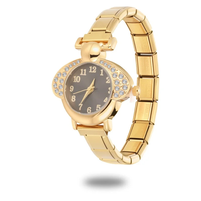 Irregular alloy case Arabic numeral classic dial Stars-shaped diamond-encrusted fashion Stainless Steel Bracelet ladies watch
