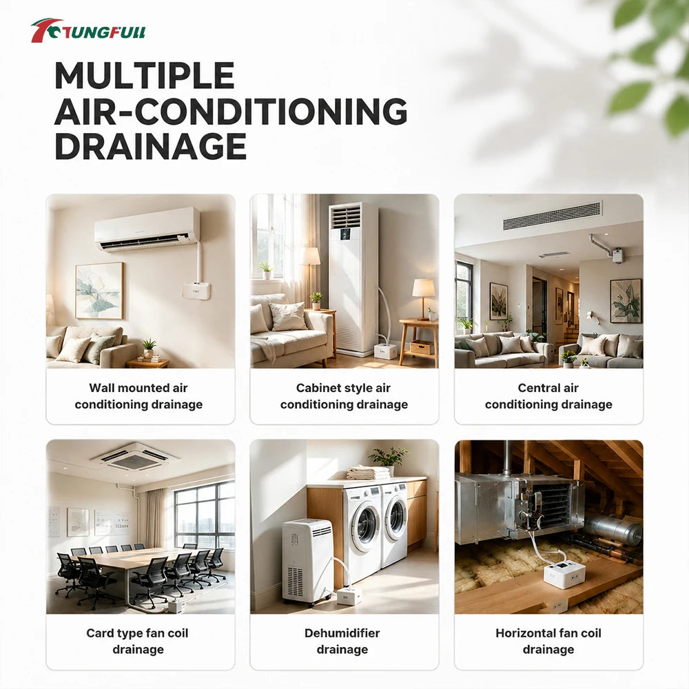 TUNGFULL 220V Air Conditioning Condensate Drain Pump Automatic 1‑3P/1‑5P Air Conditioner Pump With 5M Water Hose