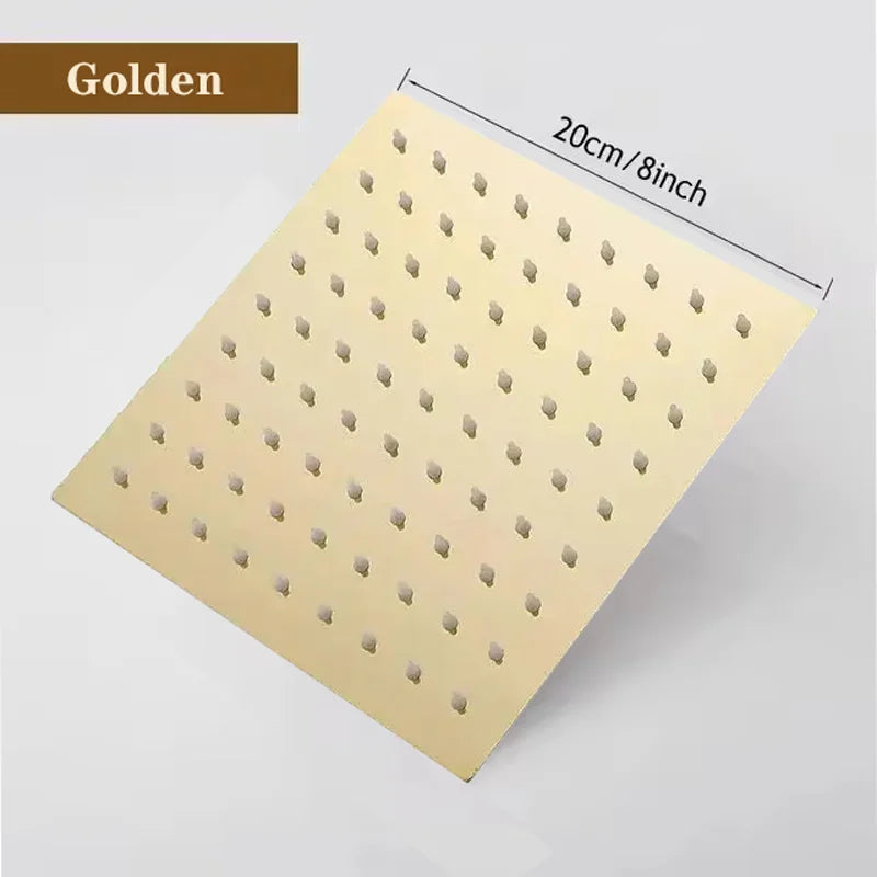 Rainfall Shower Head 12/10/8 Inch Waterfall Shower Ultra Thin 201 Stainless Steel Square Rain Showerheads Bathroom Accessories