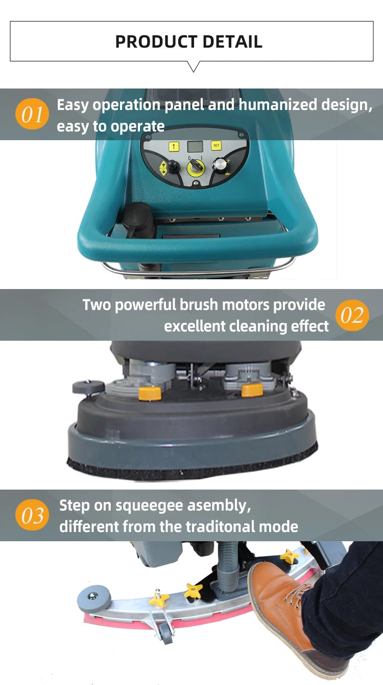 New 510MM Industrial Carpet Cleaner DC 24V Walk-Behind High Efficiency Floor Scrubber Machine Hand Push Battery-Powered 24V