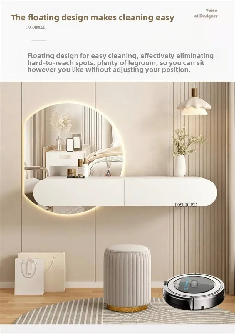Nordic Wall mounted Makeup Vanity Table Full length Mirror Bedroom Furniture Wooden Storage Dresser European Modern Dressing