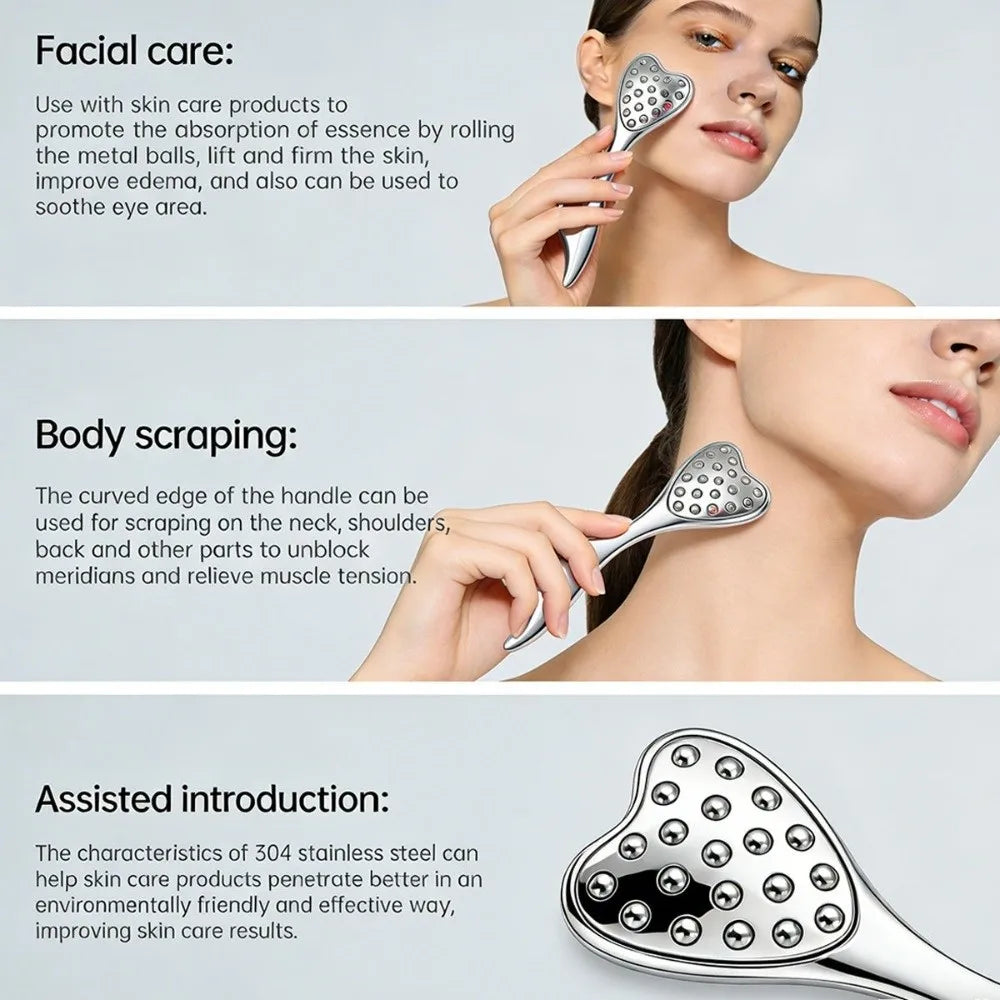 20 Beads Design Point Pressing Massager Reduce Puffiness Skin Scraping Facial Roller Face Lifting and Tightening