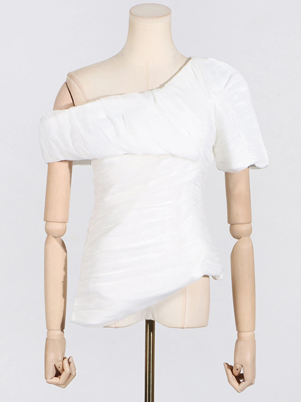High Quality Summer New White Slim Set 2026 Sexy Short Sleeved Pleated Top+High Waisted Wide Leg Pants Party 2 Two-Piece Set