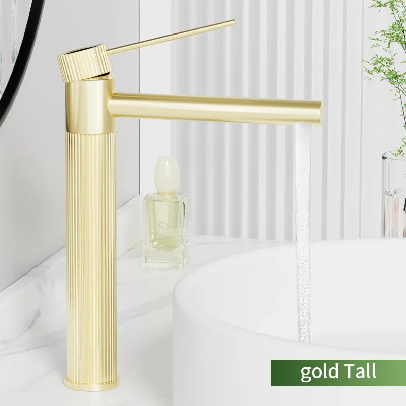 Stainless Steel Basin Faucet Gold/Black Bathroom Faucets Crane Tall Sink Faucet Hot Cold Water Sink Mixer Bathroom Faucet