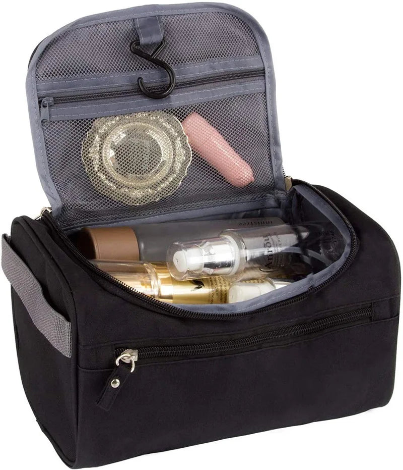 Large-Capacity Toiletry and Cosmetic Storage Bag, Lazy Person's Makeup Bag, Multifunctional with Hook and Waterproof Zipper