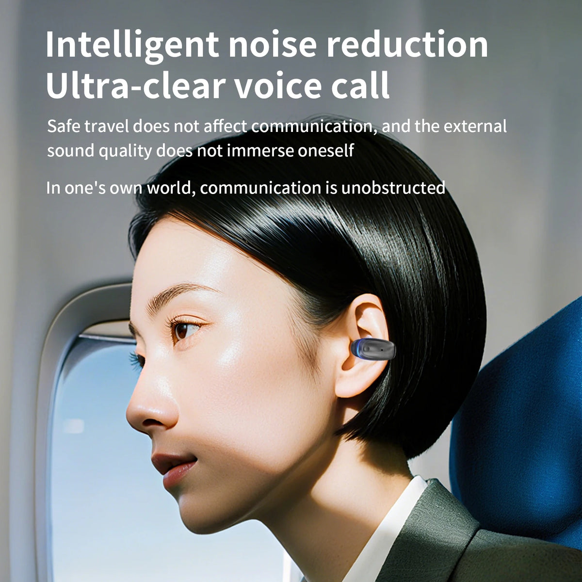 Long Time Wear Ultra Long Battery Life Wireless Bluetooth 5.3 Headset Clip-On Earphone For iPhone For Huawei For Realme For Vivo