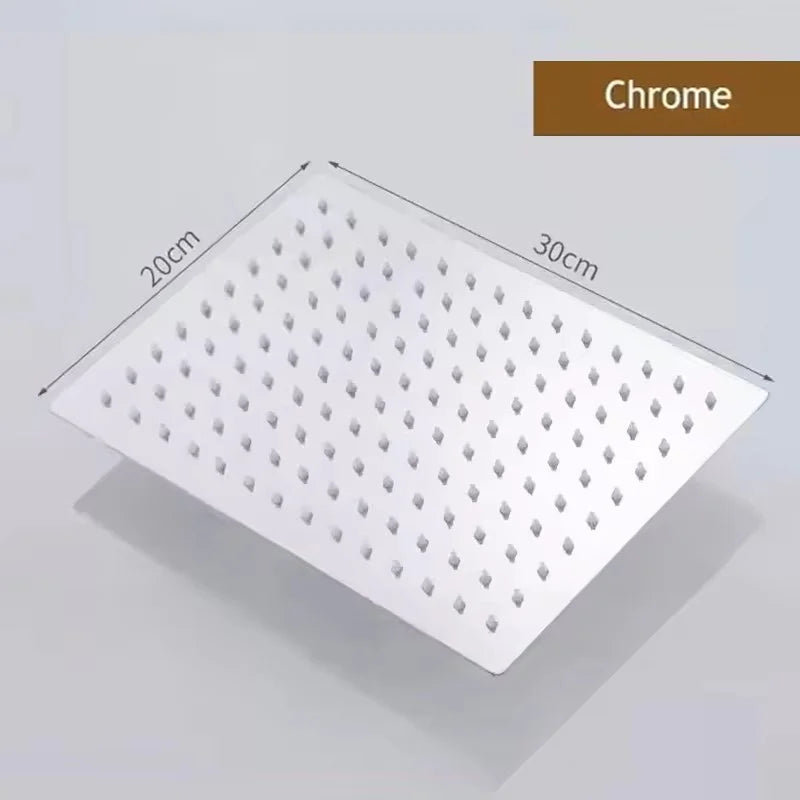 High Pressure Rainfall Stainless Steel Shower Head High Flow 8" 10" 12" Square Pressure Boosting Design Spa Bathroom Showerhead