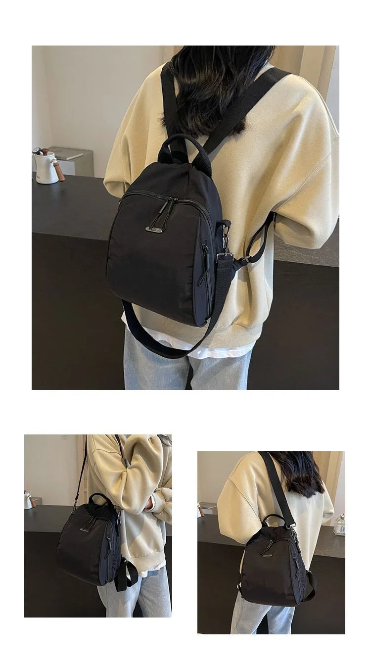 Multi Functional Nylon Mini Backpack, Casual Convertible Crossbody Sling Travel Bag for Women Multi-Pocket Daily Outdoor Daypack