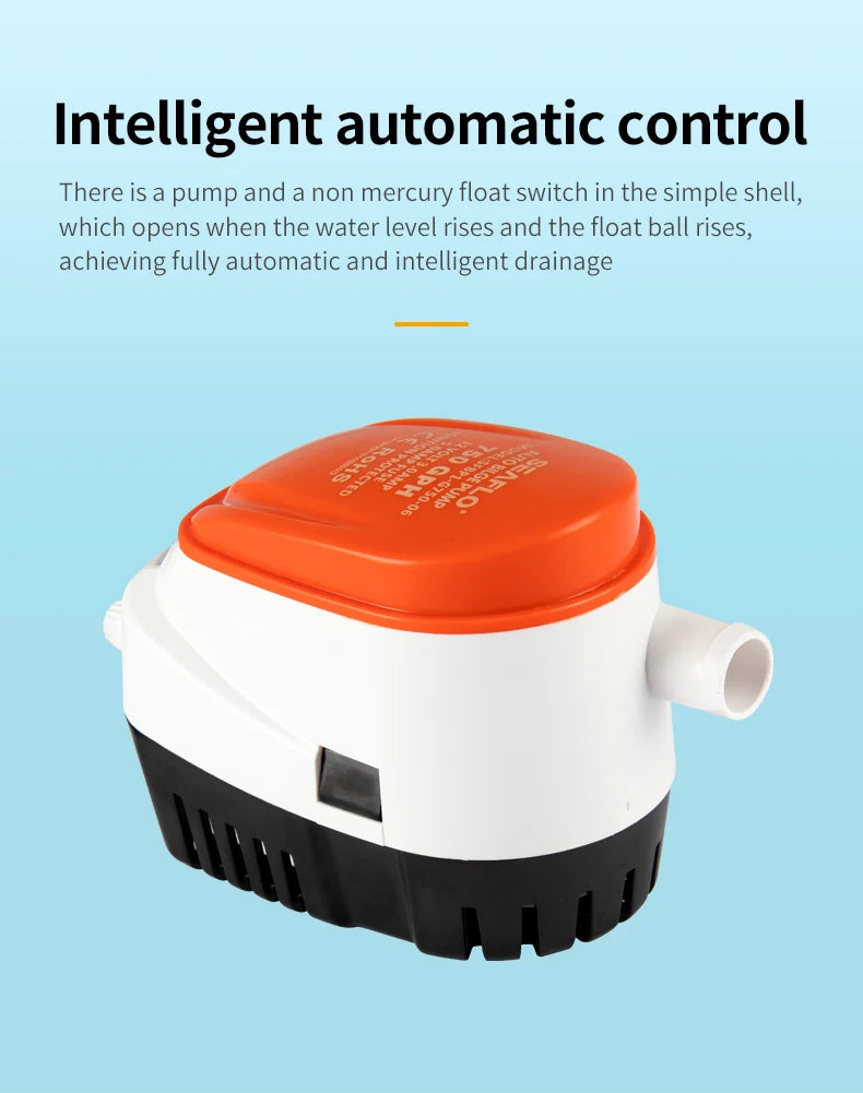 Marine Water Pump Small Bilge Pump 12V24V Yacht Drainage Fast Boat DC Submersible Pump Bilge Automatic Drainage Pump
