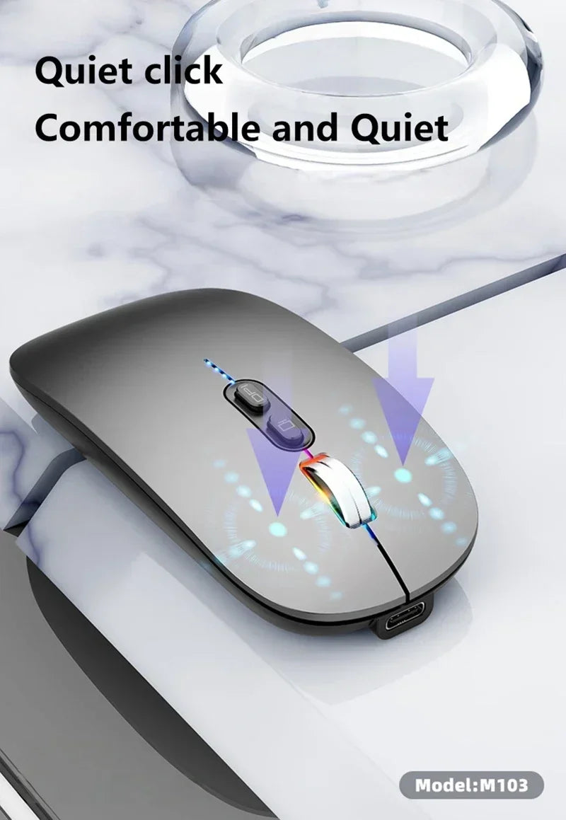 Lenovo Ultra-thin Dual Modes Wireless Mouse 2.4G USB and Bluetooth Power Display Ergonomic Rechargeable Silent Mice PC Laptop