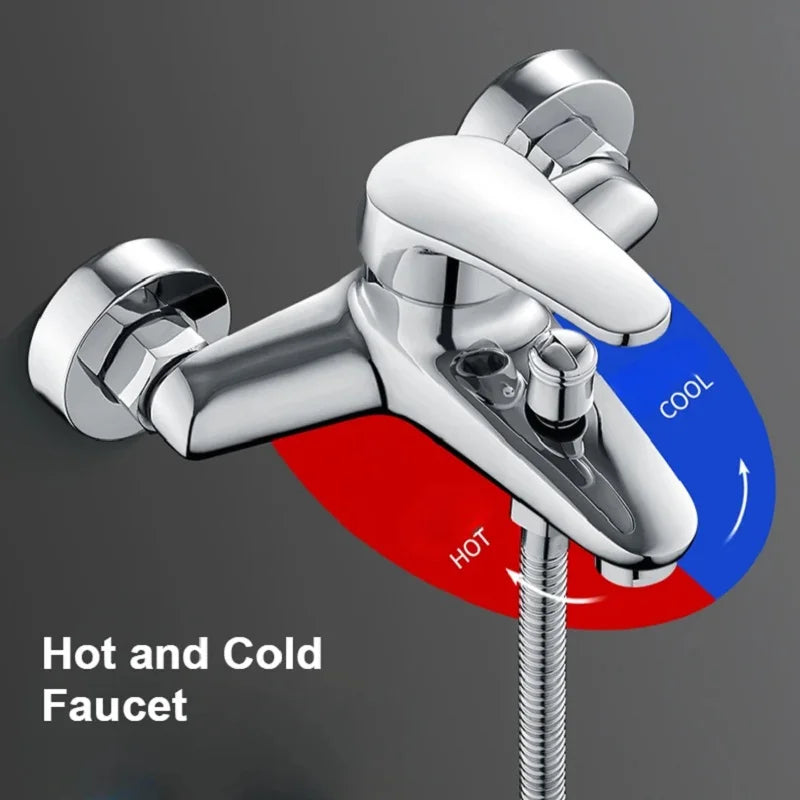 Wall Mount Sink Faucets Hot Cold Water Tap Hand Wash Basic Faucets Shower Multifunction Faucet Mixing Valve Bathroom Accessories