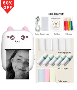 Portable Thermal Printer MINI Wirelessly BT 203dpi Photo Label Memo Wrong Question Printing With USB Cable Imprimante Portable