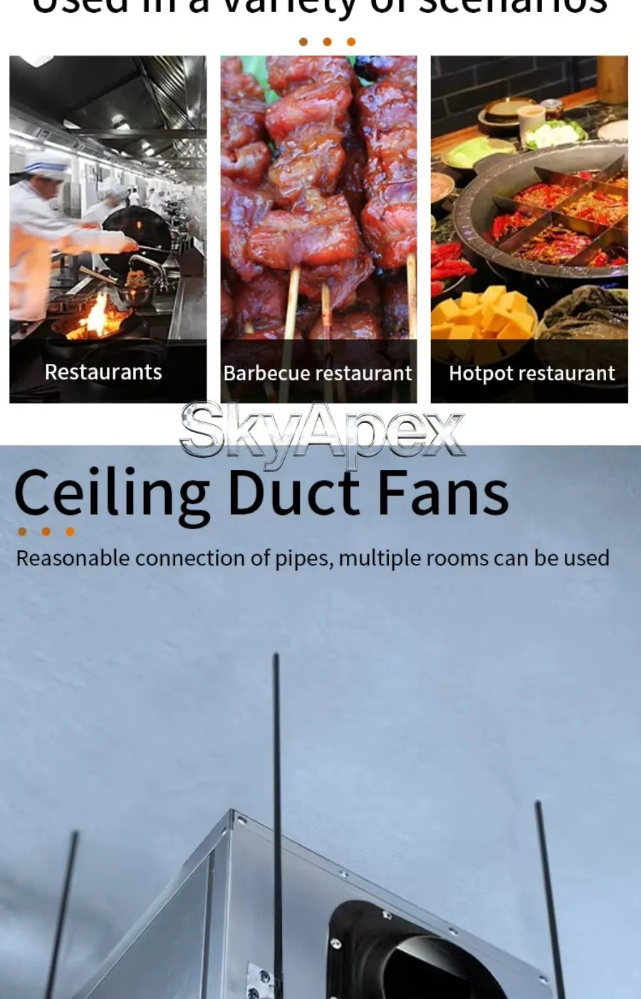 Factory Direct Powerful Smoke Extraction Fan Large Air Volume Commercial Kitchen Exhaust Hood Fan Total Smoke Elimination Blower