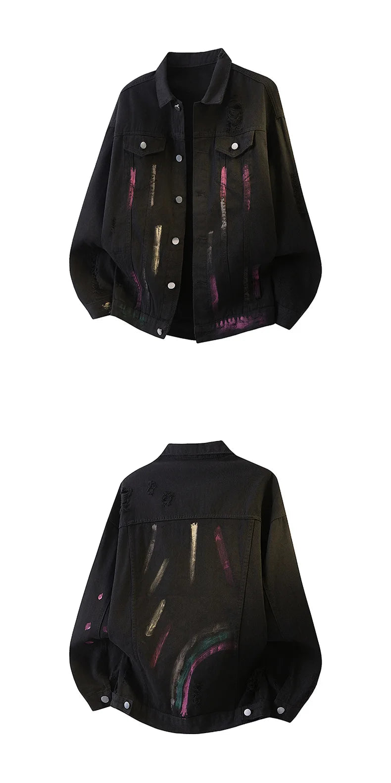 2026 Spring and Autumn American Retro Washed and Dyeed Hole Denim Jacket Men's Design Sense