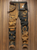 New Retro Jeans Men's Ripped Straight Leg Pants Ripped Jeans Fashionable Casual Pants Trousers Pants Male Street Wear Clothing