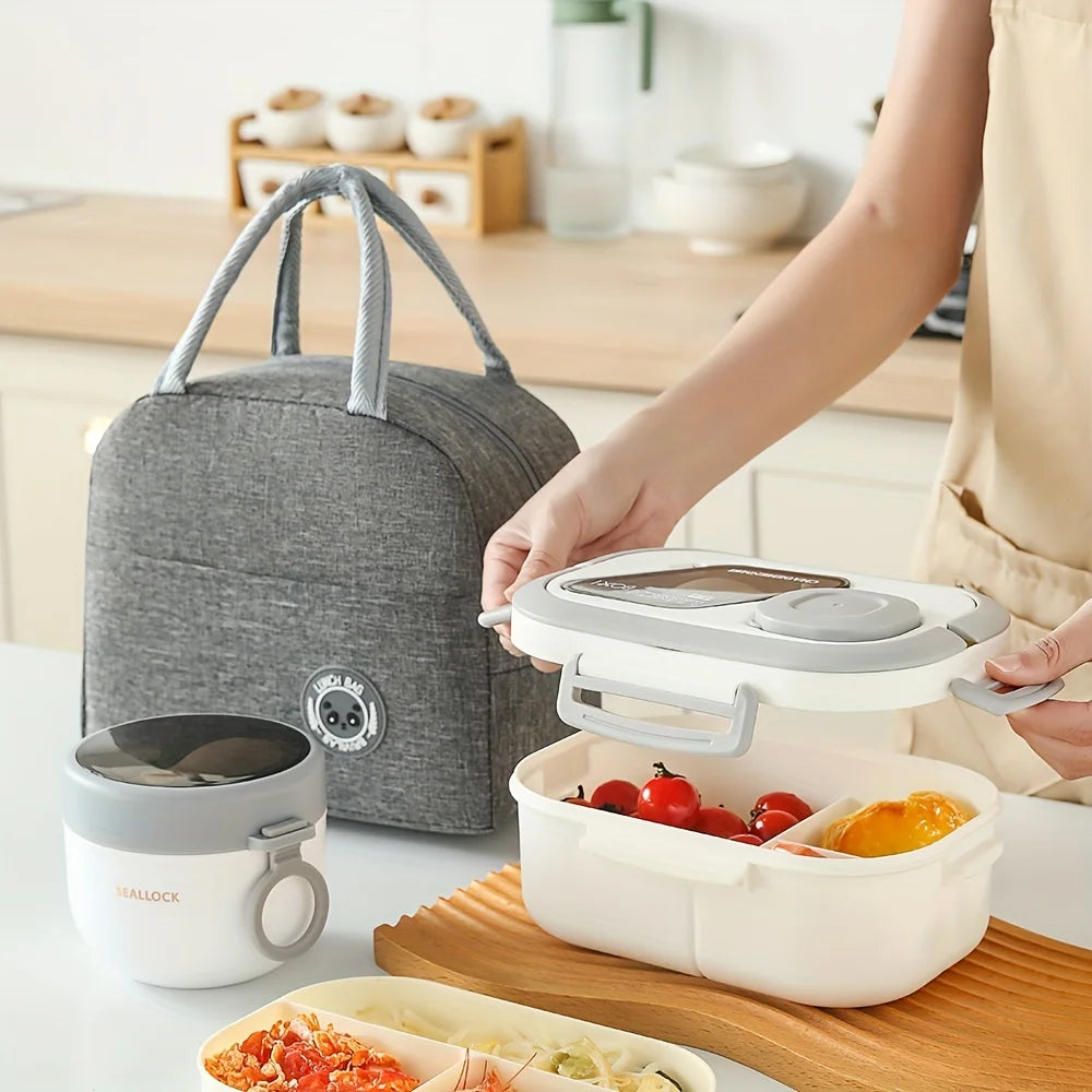 3pcs Lunch Box Set with Large Capacity Insulated Bag Reusable Tableware Meal Snack Food Holder for School Picnic Office Camping