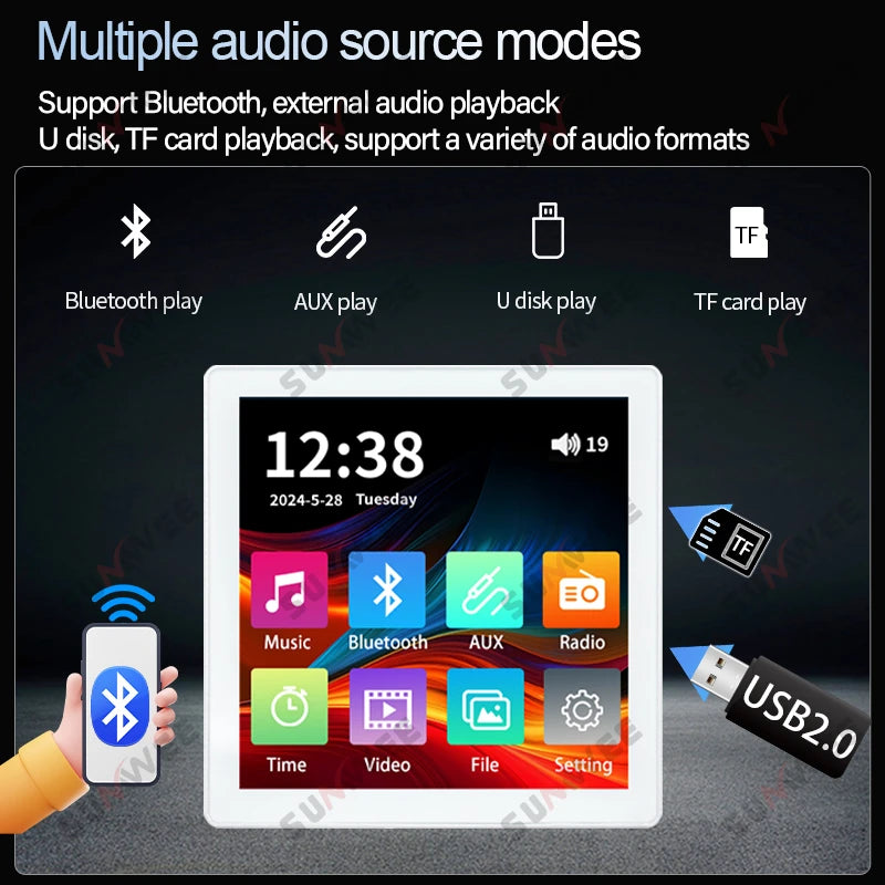 86 type touch screen Home Theater Sound System bluetooths TF AUX audio  in wall power amplifier Fm Radio Background music player