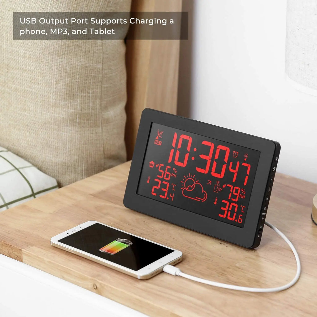 FABISENSE Wireless Weather Station with Indoor Outdoor Sensor Thermometer Hygrometer, Forecast Barometer Moon Phase, USB Powered