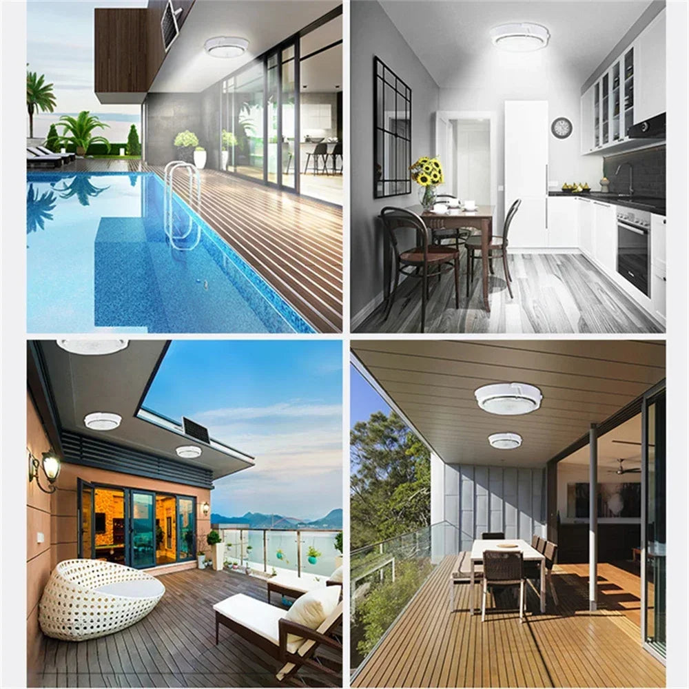 LEDSolar Ceiling Light Indoor Bedroom Corridor Garden Lighting With Remote Control Dimmable Timing Waterproof Solar Ceiling Lamp