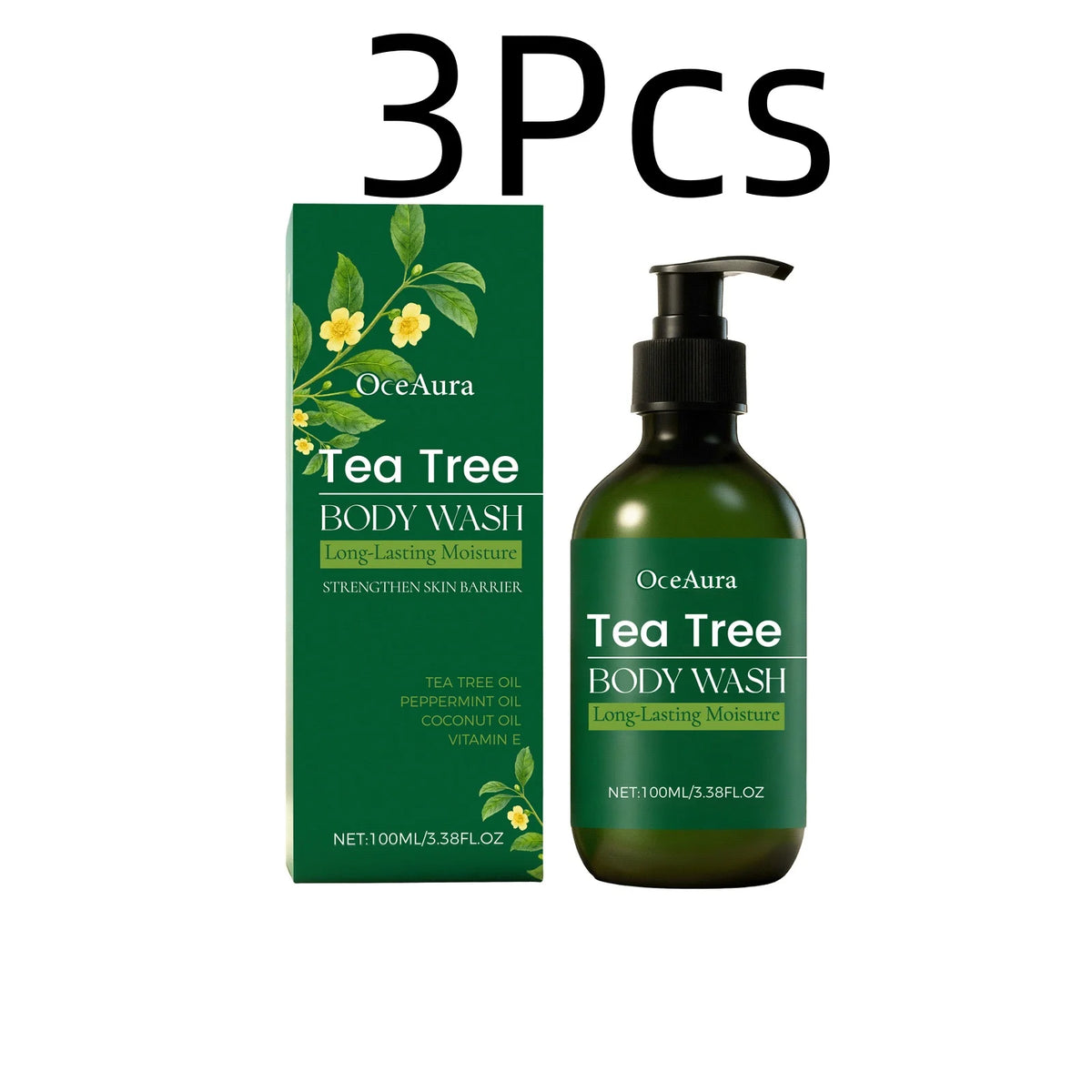OceAura Tea Tree Body Wash Nourishing Skin Gentle Care Wash Away Dirt Eliminate Body Odors Strengthen Skin Barrier Shower Gel