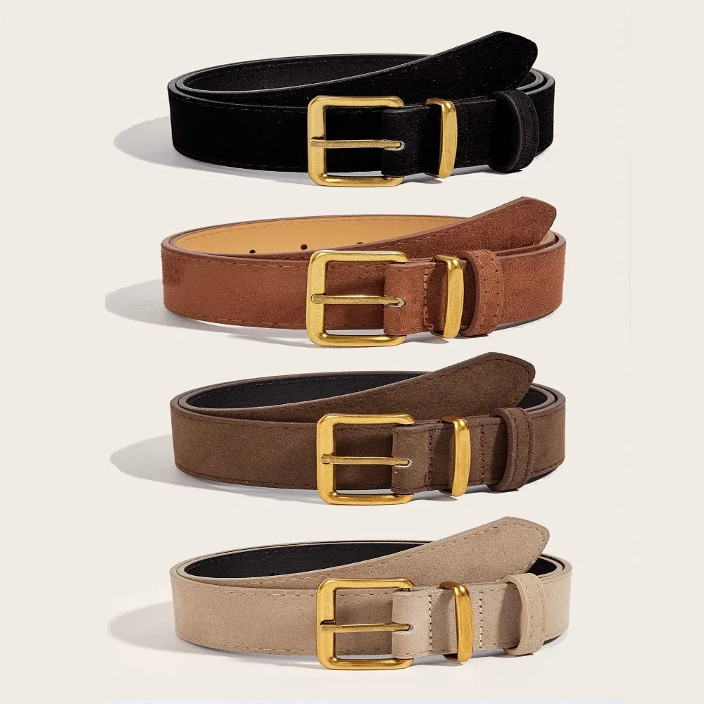 Maillard Style Suede Leather Wide Belt Trendy Luxury Design Business Waist Strap Versatile Casual Trouser Dress Belts Gifts