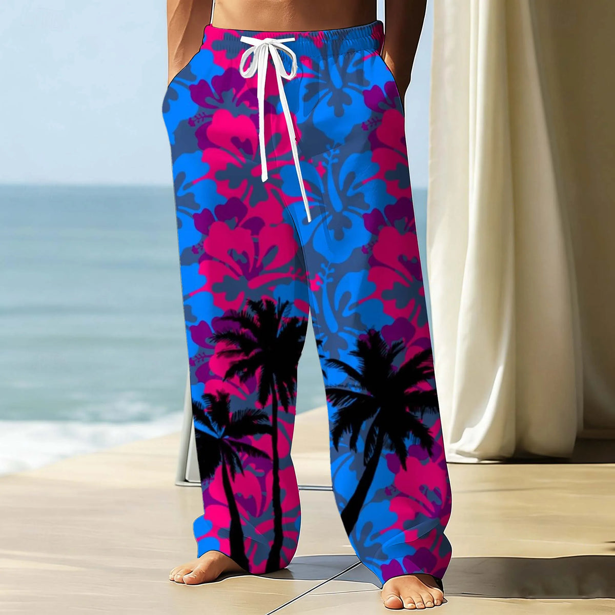 Mardi Gras Men's Pants Carnival mask Graphic Print With Drawstring Pockets Summer Casual Fall Outdoor Stylish thin Men Pants