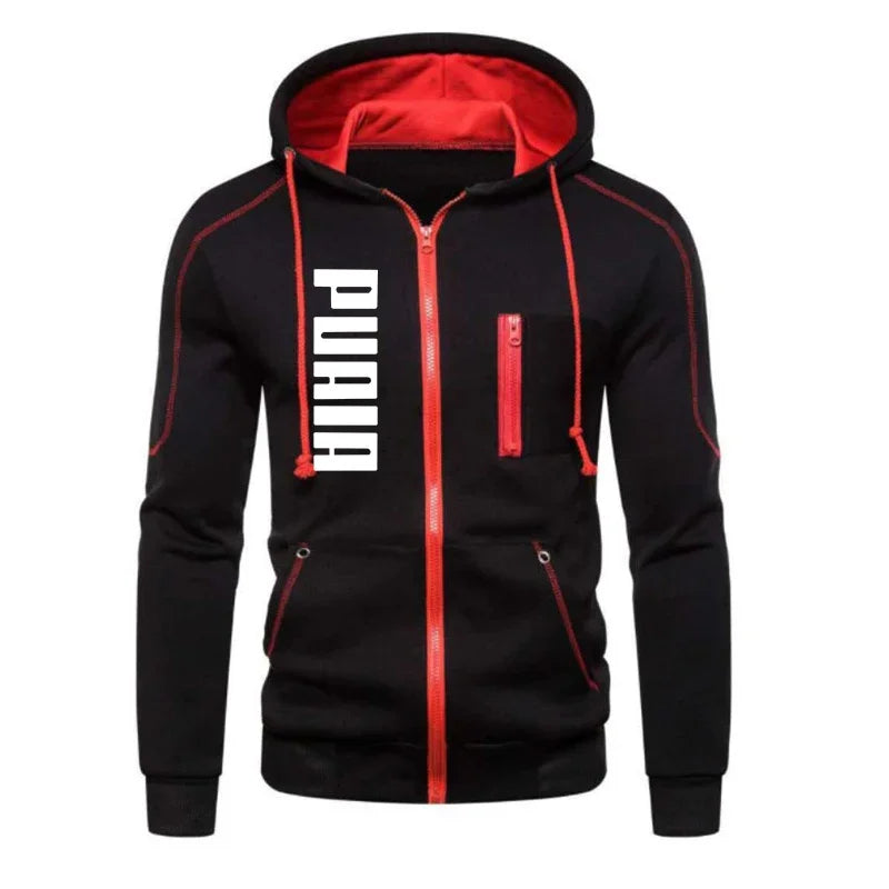 New autumn and winter thickened men's zipper jacket + pants two-piece set, fashionable outdoor jogging men's casual sportswear