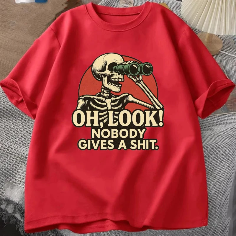 Oh Look Nobody Gives A Shit Sarcasm T-shirt Summer Men's Tracksuit Round Neck Short Sleeve Sportswear Casual Fun Tops Cotton Tee