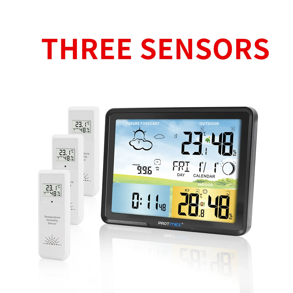 FABISENSE Wireless Weather Station with Indoor Outdoor Sensor Thermometer Hygrometer, Forecast Barometer Moon Phase, USB Powered