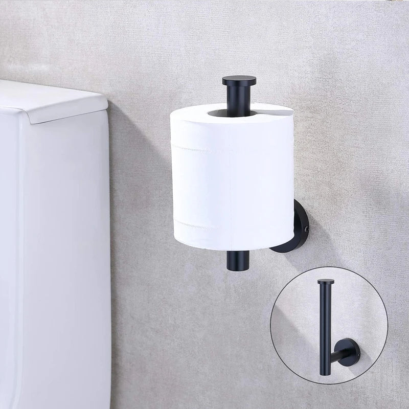 Bathroom Hardware Set Matte Black 3PCS Stainless Steel Toilet Paper Holder Towel Robe Hooks Wall Mounted