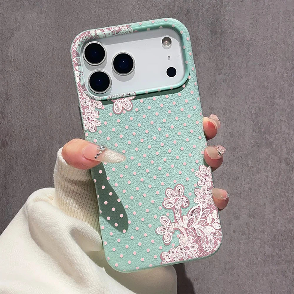 Case For IPhone 13 Case IPhone 14 Pro Max For IPhone 16 Pro 12 14 13 15 Pro Max 17 15 Plus Cover Polka Dot Lace Soft Fundas