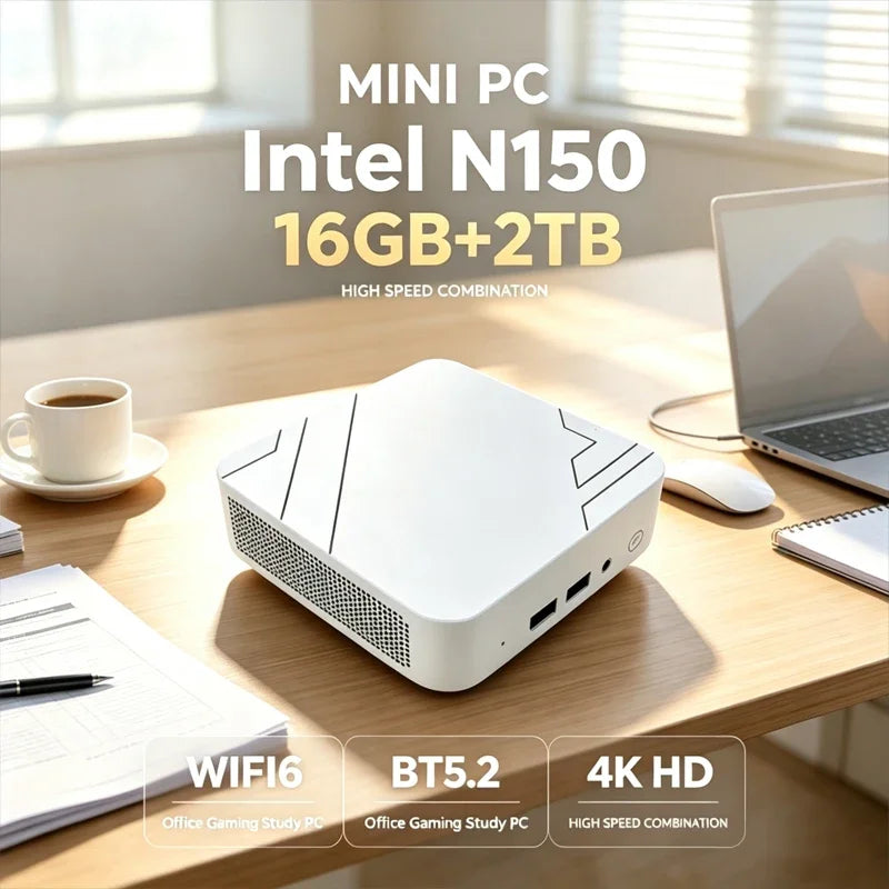 Mini PC Intel Core N150 16GB RAM 2TB SSD Mini Desktop Computer WIFI6 BT5.2 4K HD Office Gaming Study Mini PC